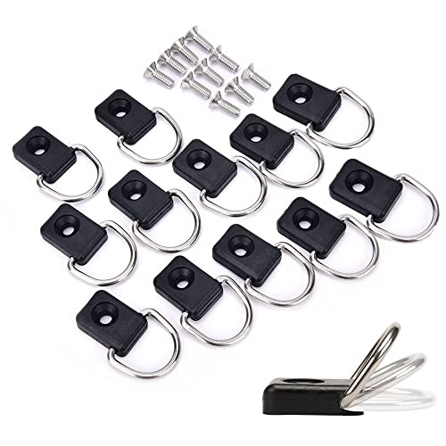 Wanfoou 12 Pcs Kayak Rigging D Rings, Anillas Kayak Anillo D de Kayak Anillos de Amarre de Anclaje Pesca en Kayak D Anillos con Tornillos M6 para Accesorios de Kit de Canoa