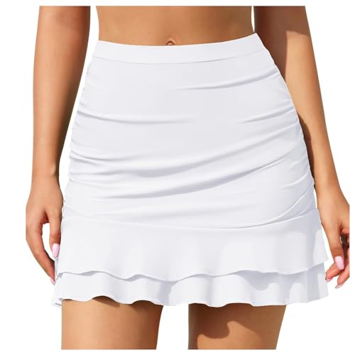 High Waisted Swim Skirt Tummy Control Modest Swimsuits Bottoms Ruffle Tankini Bathing Suit with Built in Briefs