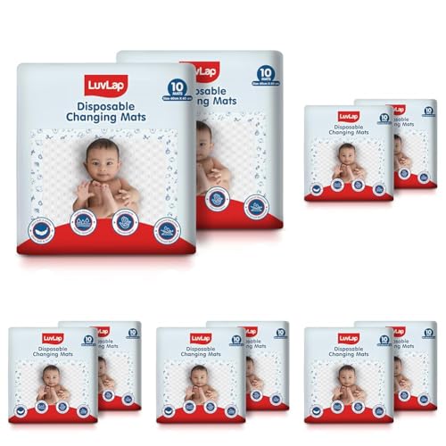 Image of LuvLap Disposable Baby Underpad cum Changing Mats, 20 Count 60x60 CM Waterproof Pads for baby, Breathable Underpads act as 100% Water Proof Bed Protector, Non Slip Backsheet, Hypoallergenic