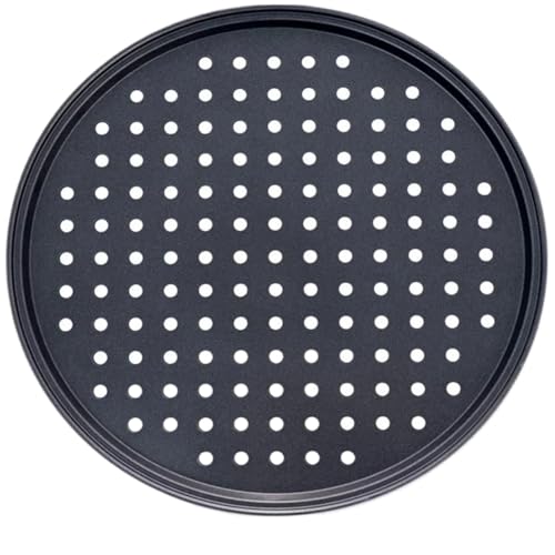 ZYFHYU Bandeja de Pizza Bandejas antiadherentes de Acero al Carbono for Pizza, Bandeja for Hornear con Agujeros, Plato Hondo Redondo, Molde Bakewave, Herramientas de Cocina for el hogar(26CM)