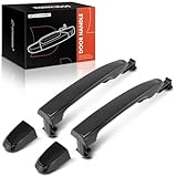 A-Premium Sliding Door Handles Exterior Compatible with Toyota Sienna 2004-2010, Smooth Black, 2-PC Set, Rear Driver and Passenger Side