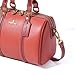 Angel Kiss Women Satchel Purses and Handbags Vegan Leather Boston Barrel Bag Top Handle Shoulder Purse with Crossbody Strap (Coral)
