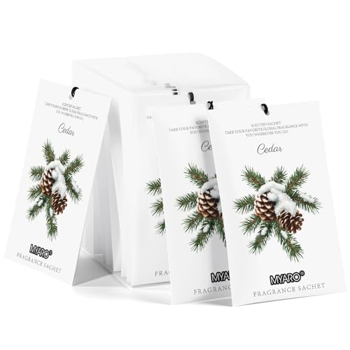 MYARO 12 Packs Cedar Scented Sachets for Drawer and Closet,