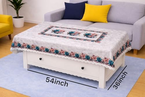 Image of Homerz Premium Centre Table Heritage Series Velvety Center Table Cover, Vibrant Royal Designs with Border Cutwork (Zarina, 36x54 inch - Center Table)
