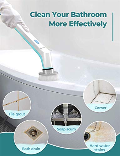 Homitt Electric Spin Scrubber Power Brush Shower Scrubber, Cordless and Handheld Bathroom Scrubber with 3 Replaceable Cleaning Brush Heads, High Rotation for Cleaning Floor, Sink, Tile and Tub - Thumbnail 3