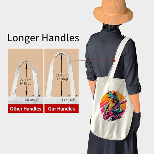 Image of itgowisa Canvas Tote Bag with Zipper Pocket, Reusable Grocery Bag for Daily