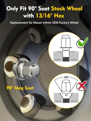 Image of MIKKUPPA 20pcs M12x1.25 Mag Lug Nuts - Replacement for Nissan Altima Maxima Murano Infiniti Factory Wheel, Chrome 12x1.25mm OEM Washer Style Tire Lug Nuts