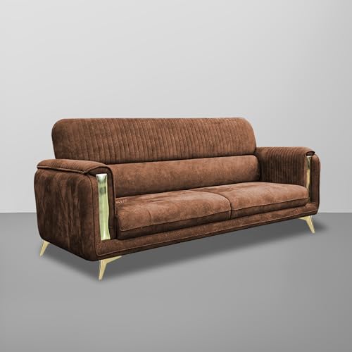 Image of Casaliving Gelio 3+2 Seater Sofa Set for Living Room (Brown Colour) Premium Fabric Sofa