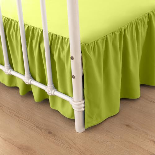 Image of Bed Skirt King Size Ruffled Bed Skirt with Split Corners, 14 Inch Drop Dust Ruffle Bed Skirts with Platform, Gathered Style, 100% Microfiber, Lime