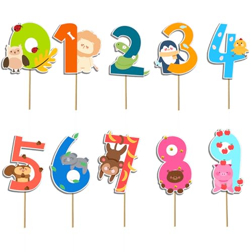 Wishfirst PH02 Set Of 10 Number 0-9 Cake Toppers Diy Cupcake Toppers thumb #2