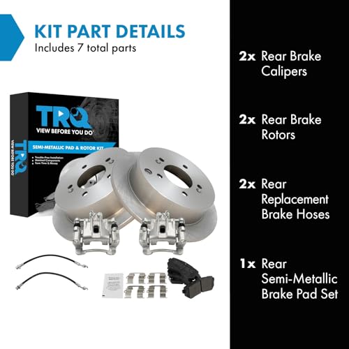 Image of TRQ Rear Brake Pad & Rotor Kit Semi-Metallic Compatible with 2010-2015 Hyundai Tucson 2011-2016 Kia Sportage