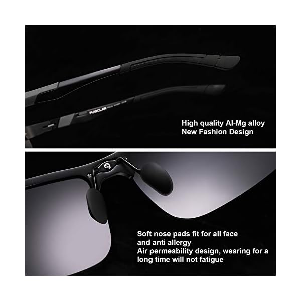 PUKCLAR Mens Driving Sunglasses Polarised Sports Sunglasses AlMg Metal