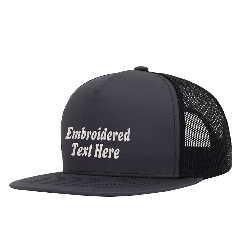 Custom Flat Bill Hats Design Your Own Text Custom Trucker Hats Embroidery Flat Bill Personalized Mesh Hip Hop Snapback Hat
