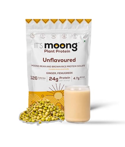 Image of It's Moong Mung Bean & Brown Rice Isolate Plant Protein Powder for Men & Women| 24gms per serve 4.7gms BCAA| Unflavoured| 500 gms |Sprouted Plant based protein| All essential Amino Acids|Plant Protein
