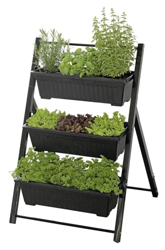 Maximex Vertikales Hochbeet 3 Etagen, Verstellbarer Neigungswinkel, 3 Pflanzkästen mit Drainagelöcher, 56,5 x 85 x 61 cm