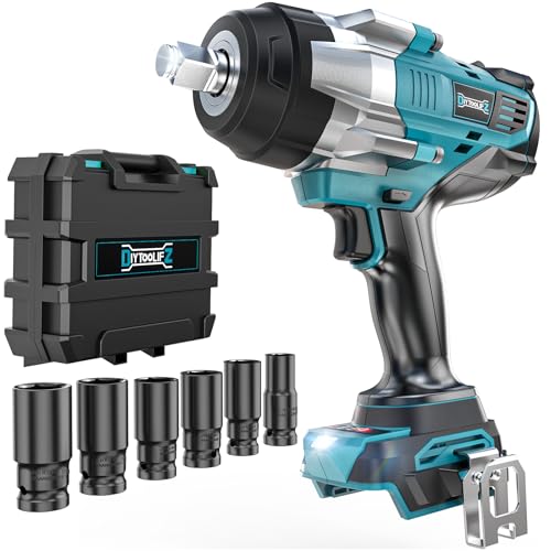 Cordless Impact Wrench 1/2" Compatible with Makita 18v Battery, 1700 Ft-lbs High Torque Impact Driver with 6Pcs Sockets & Storage Case, Impact Gun with 4 Modes & LED Light(Tool Only)