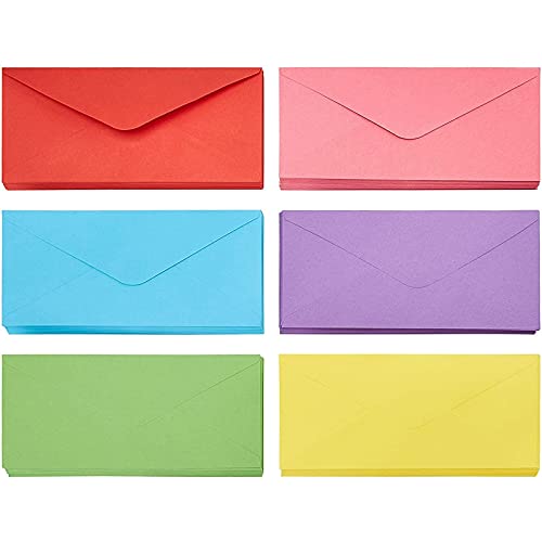 120-Pack Size 10 Business Mailing Colorful Envelopes in 6 Assorted Colors, Gummed Seal for Invitations, Checks, Invoices…