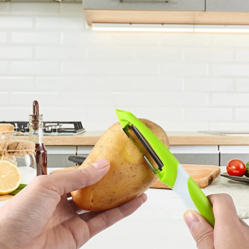 Joyoldelf Gourmet Herb Scissors With Potato Peeler - Master Culinary Multipurpose Cutting Shears With Stainless Steel 5 Blades, Safety Cover And Cleaning Comb For Cutting Cilantro Onion Salad #TOP2