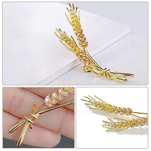 Image of Rhinestone Lady Brooch Pin Fashion Crystal Wheat Bouquet Collar Pins Women Coat Brooches