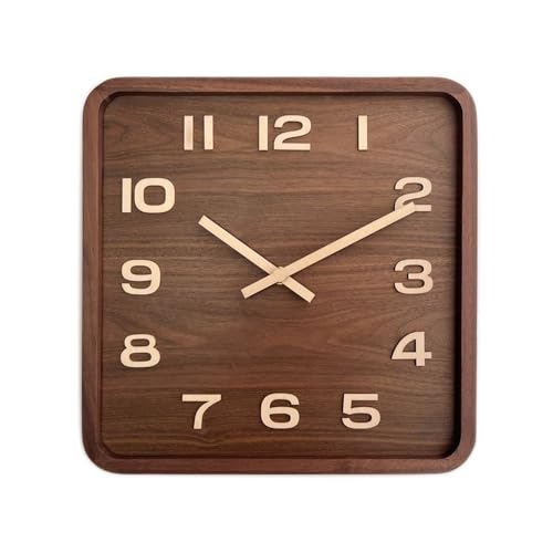 Horloge de siège en bois massif carré XJBTBA couleur noix vintage pour salon