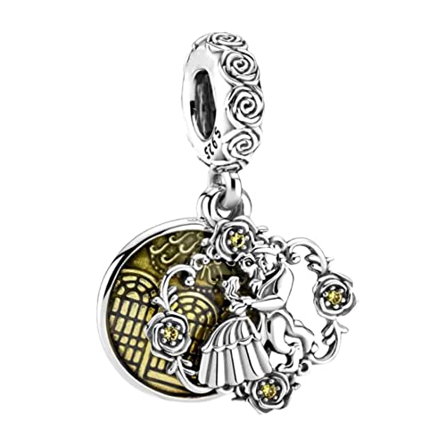 Wedanor Donna Ciondolo La Bella e la Bestia Dangle Argento 925 Colgantes con Zirconia cubica per Charm Bracciale