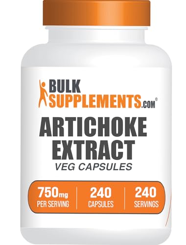 BulkSupplements.com Artichoke Extract Capsules - Artichoke Extract for Liver Support Herbal Supplement - Vegan & Gluten Free 1 Capsule per Serving (750mg) 240 Veg Capsules (Pack of 1)