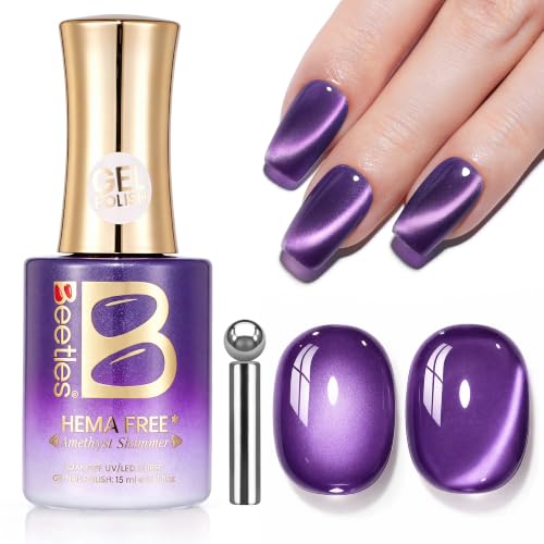 Image of Beetles Purple Glass Cat Eye Gel Polish, Amethyst Shimmer Nail Gel
