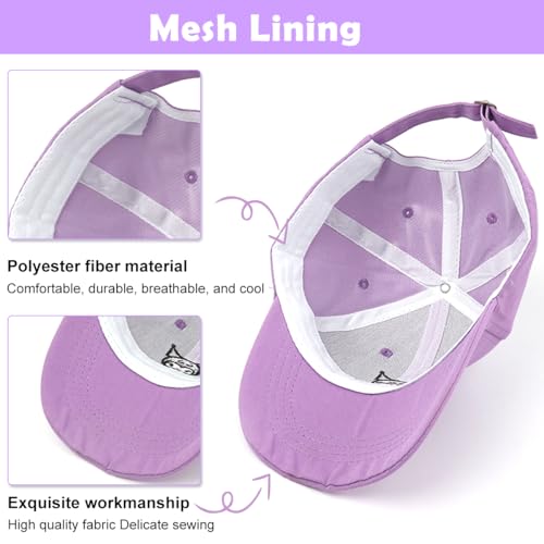Image of SNOWIE SOFT Hat for Girls Cute Kuromi Sun Cap for Girls Kids Cartoon Embroidery Cap Breathable Cotton Sport Cap Wide Brim Sun Cap 48-54cm Adjustable Head Size Gift for Girl 2-8 Years Old