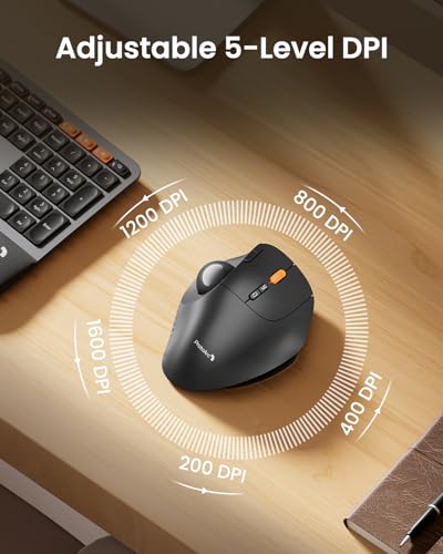 ProtoArc EM02 Wireless Trackball Mouse, 0/15° Adjustable Angle, Gray - image 6