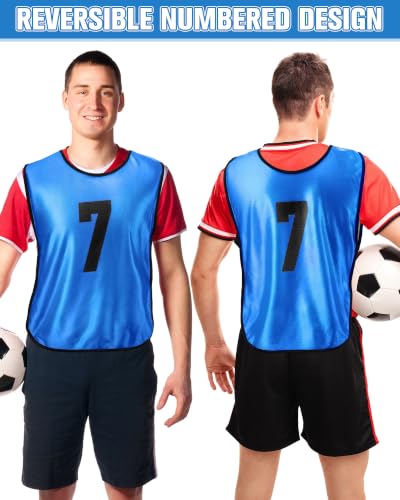 Image of Yahenda 24 Pcs Soccer Pinnies Numbered Vests Adult