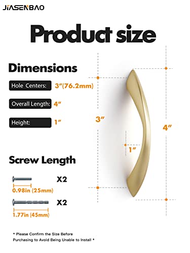 Image of Brushed Gold Cabinet Pulls 3 Inch Arch Twisted Brass Handles Drawer Kitchen Cupboard Bathroom Dresser Cabinet Hardware Zinc Alloy 20 Pack