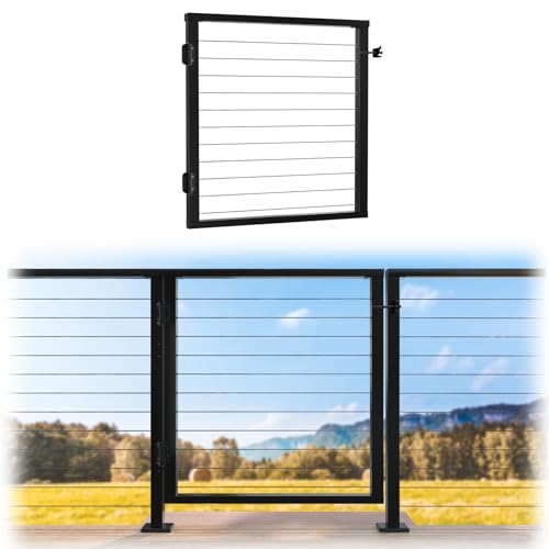 Muzata 6'6"-13' 42" Black Level Complete Cable Railing Kit RCS2 BH4L Bundle 1Pack Black Aluminium Cable Railing Gate DG02 BPA image 5