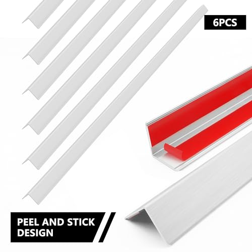 Image of 6pcs 57 inch L*0.98 inch W Aluminum Self-Adhesive Wall Corner Protectors, Wall Furniture Bumper, Safety Baby Proofing Corner Cushion Table Edge, Wide Coverage and Easy to Install - Silver