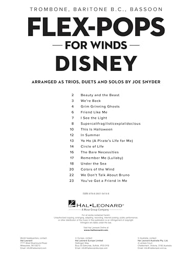 image for Flex-Pops for Winds – Disney: 3-Part Score Sheet Music for Trombone,