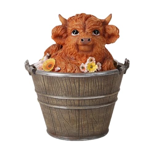 Cute Highland Cow Ashtray Ornament, Highland Cow Decor - Dual-Use as Garden/Home Ornament & Decorative Ashtray for Living Room, Ideal Gifts for Highland Cow Lovers & Fans of Unique Home Decor