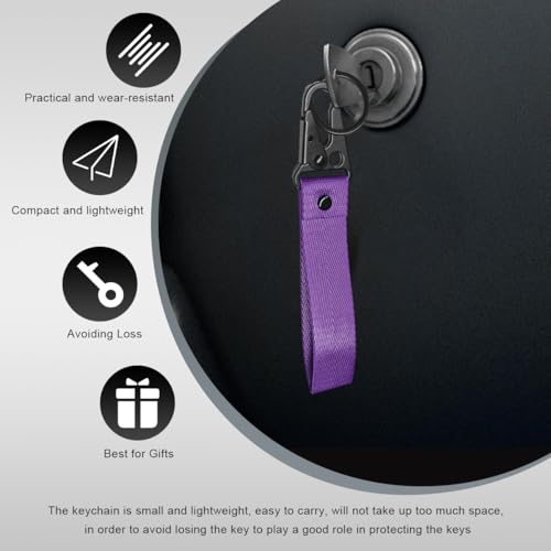 Image of Wevdn Car Key Chain, Fabric Metal Practical Multifunctional Motorcycle Keychain, Anti-Lost Keychain with O-Ring for Men Women (Purple)