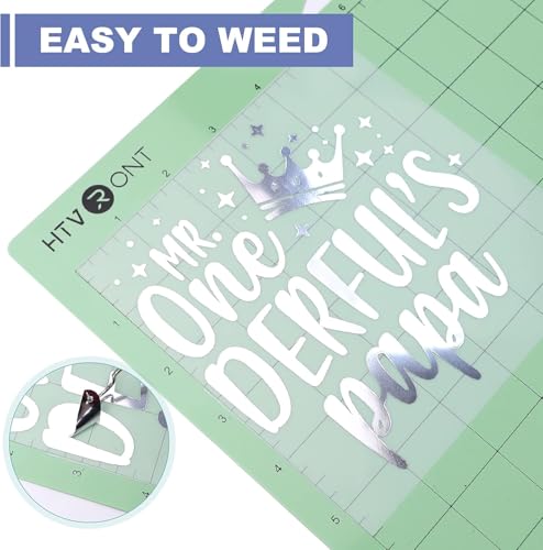 Image of HTVRONT Silver Chrome Permanent Vinyl - 12 inch x 10FT Mirror Metallic Silver Adhesive Vinyl Compatible with Cricut Cutting Machine - Easy to Weed & Transfer Silver