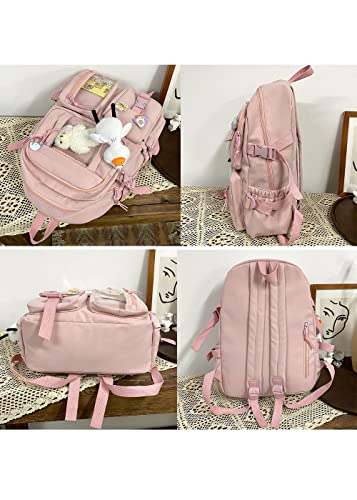 YAQUNICER Kawaii Daypacks Cute Bear and Duckling Pendant Backpack Large Capacity-Green4