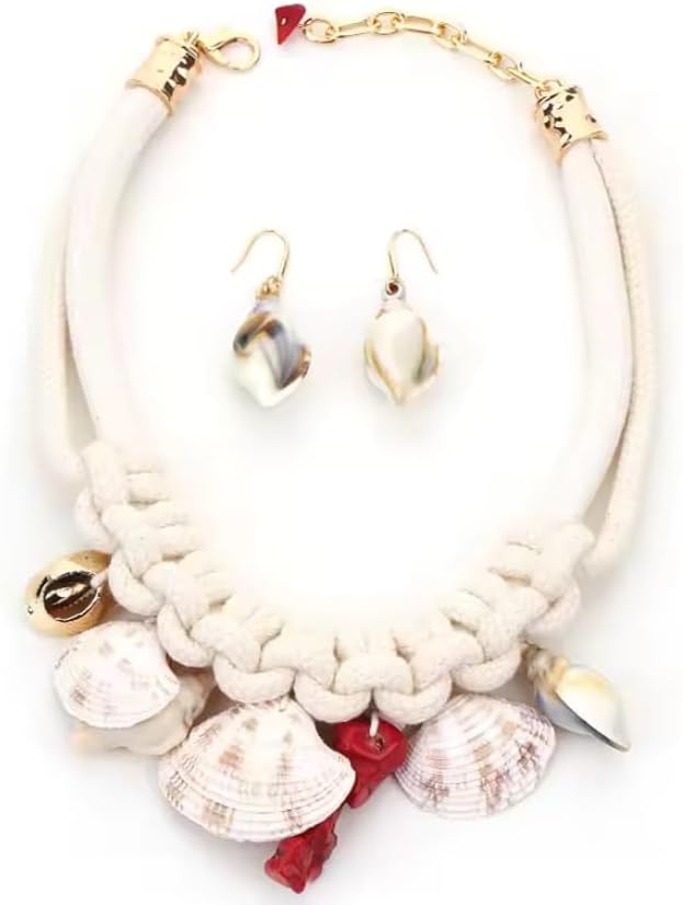 Necklace Earrings With Shells Coral For Women Beach Daily Accessory