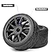 On Road Tire Tyre 17mm Wheel Rims for Arrma 1/7 Infraction Limitless FS Racing Model GT RC Car Upgrade On Road Tyre 4Pcs One Set(4 Small Black)