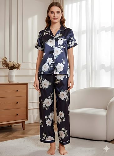 Image of Women Lycra Night Suit Set | Premium Soft Nightwear Pajama Set | Stylish Comfortable Sleepwear for Ladies | Elegant Lounge Wear Night Dress
