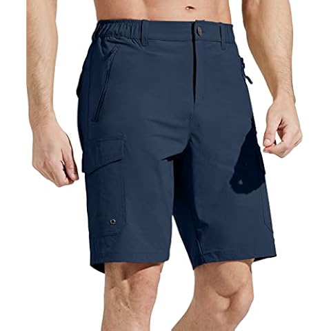 MASKERT Men's Hiking Cargo Shorts with 6 Pockets Quick Dry Golf Shorts Travel Fishing Stretch Lightweight Water Resistant, Navy Blue, X-Large Cover