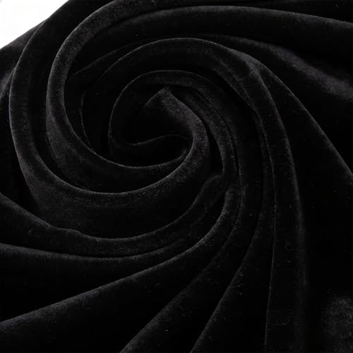 Umllpet Tela de Terciopelo Satinado Estampado (Negro) 1m x 160cm - Ideal para Cortinas, Fondos de Escenario, Trajes de Teatro, Manteles y Decoración Hogar