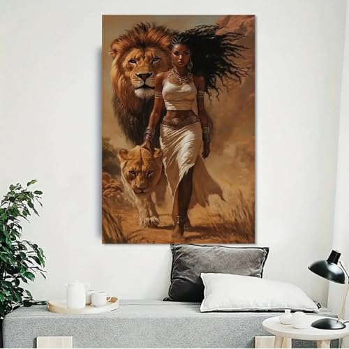 Affiche sur toile fine de lionne peinture décorative d'art moderne 40x50cm