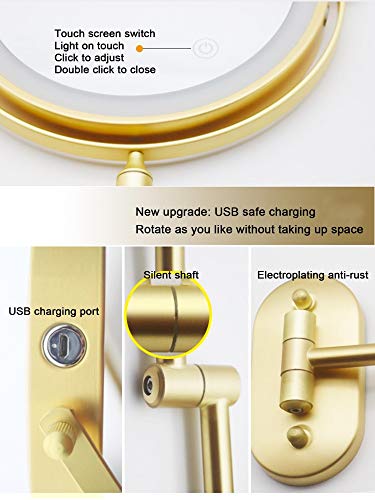 HXFENA Specchio Trucco da Parete con Luce LED