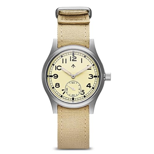 Montre militaire ATP MWC automatique en acier et tissu crème pour homme et femme