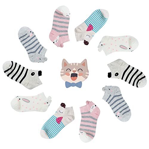 YSense Kinder Socken Mädchen Socken Baumwolle Sneaker Socken Bunte Niedliches Knöchel socken,5-11Jahre, 5 Paar Cover