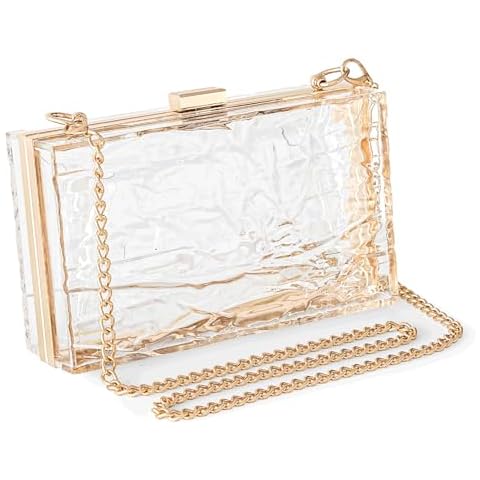 WJCD Womens Clear Purse Acrylic Evening Bags clear clutch purse Ripple Shaped Vintage Banquet Handbag (Clear) Cover