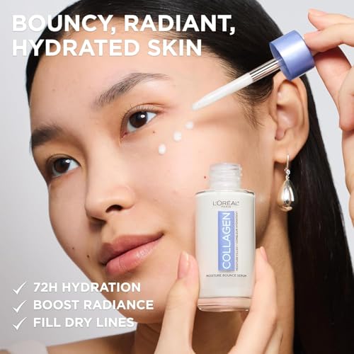 Image of L'Oreal Paris Collagen Moisture Filler Moisture Bounce Face Serum, Glow Serum with Collagen, Glycerin, and Squalane for Bouncy, Radiant, Hydrated Skin, Includes Sample