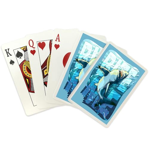 Lantern Press Great White Shark Bite Me, 52 cartas de poker miniatura 2